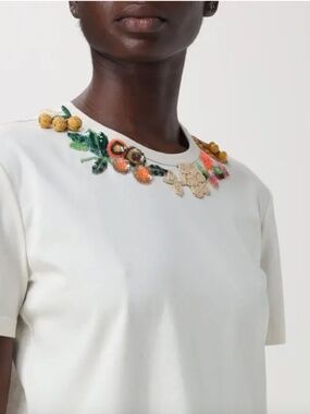 TORY BURCH Embellished Cotton T-shirt - Size XL - NWT New